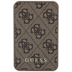 Original Power Bank - GUESS GUPB5LP4GEGW 5000mAh 15W 4G Leather Metal Logo - Brown цена и информация | Зарядные устройства Power bank | 220.lv