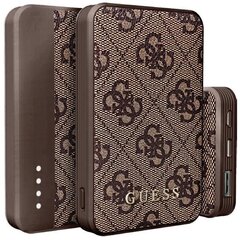 Guess Powerbank 18W GUPB10DP4GEGW 10000mAh brązowy|brown 4G Leather Metal Logo цена и информация | Зарядные устройства Power bank | 220.lv