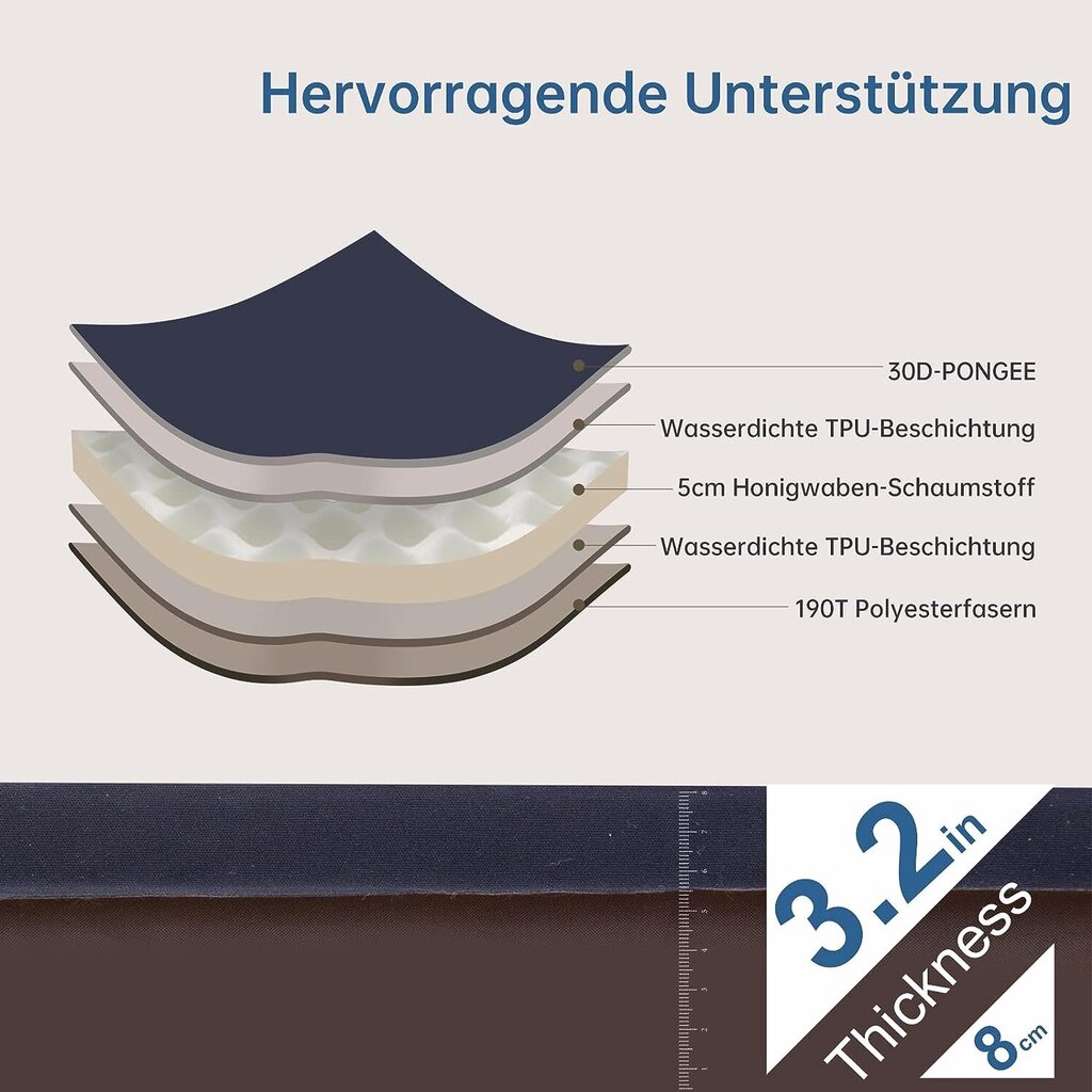 Viegls piepūšamais matracis kempingam Phatrip, 192x69x8cm, zils cena un informācija | Piepūšamie matrači un mēbeles | 220.lv