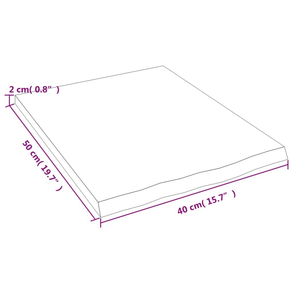 vidaXL sienas plaukts, 40x50x2 cm, neapstrādāts ozola masīvkoks cena un informācija | Plaukti | 220.lv