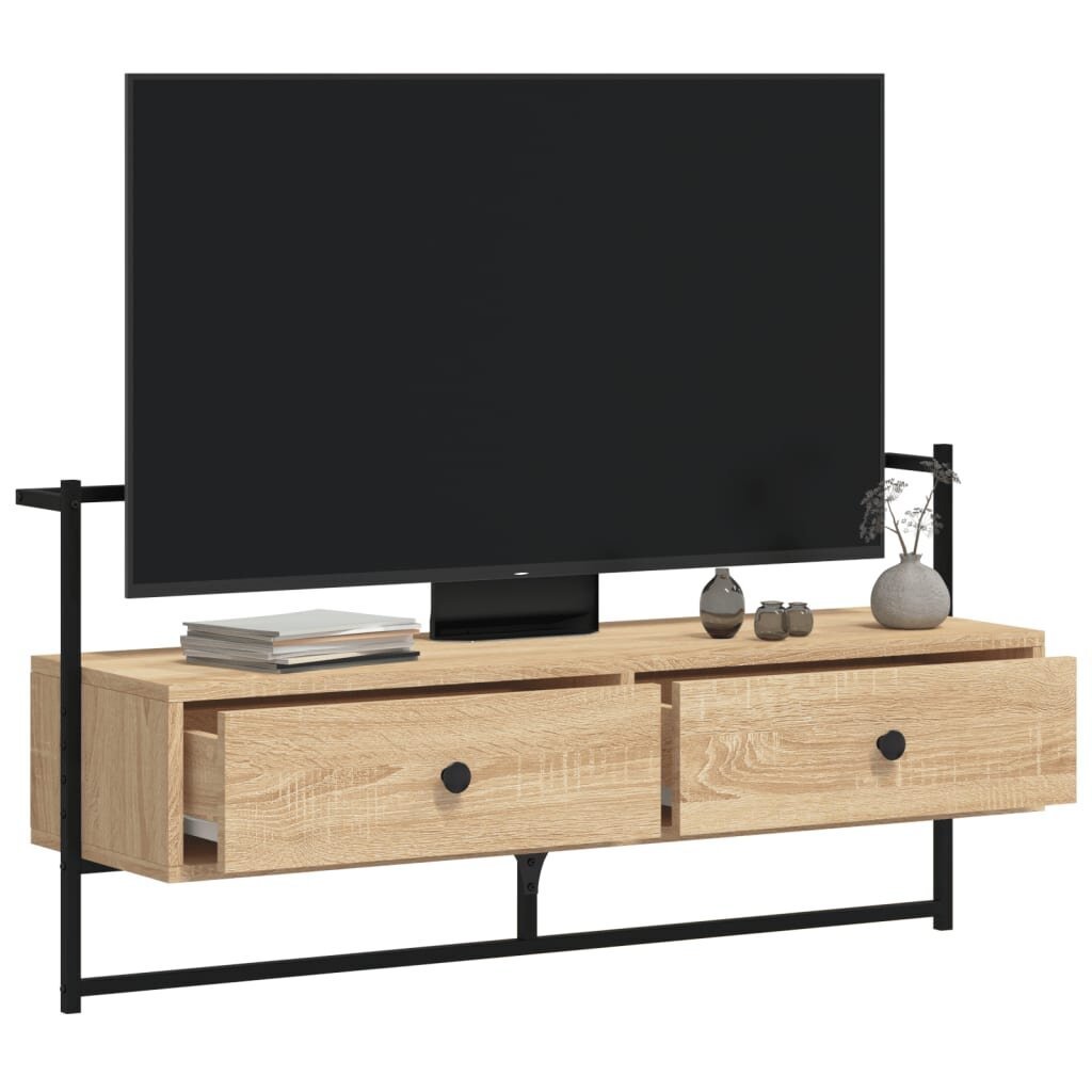 vidaXL sienas TV skapītis, ozolkoka, 100,5x30x51 cm, inženierijas koks cena un informācija | TV galdiņi | 220.lv