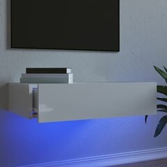 vidaXL TV skapītis ar LED apgaismojumu, spīdīgi balts, 60x35x15,5 cm cena un informācija | TV galdiņi | 220.lv