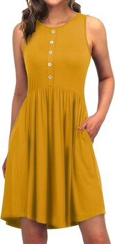Повседневное платье-футболка EASYDWELL, без рукавов, с карманами, желтое цена и информация | Платья | 220.lv