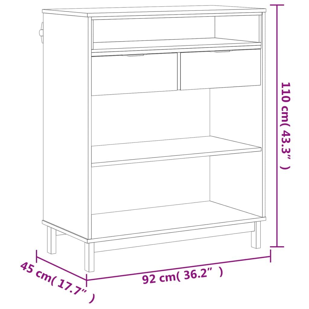 vidaXL bāra galdiņš FLAM, 92x45x110 cm, priedes masīvkoks cena un informācija | Virtuves galdi, ēdamgaldi | 220.lv