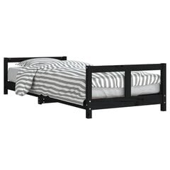 vidaXL bērnu gultas rāmis, melns, 80x200 cm, priedes masīvkoks цена и информация | Детские кровати | 220.lv