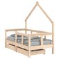 vidaXL bērnu gultas rāmis ar atvilktnēm, 70x140 cm, priedes masīvkoks cena un informācija | Bērnu gultas | 220.lv