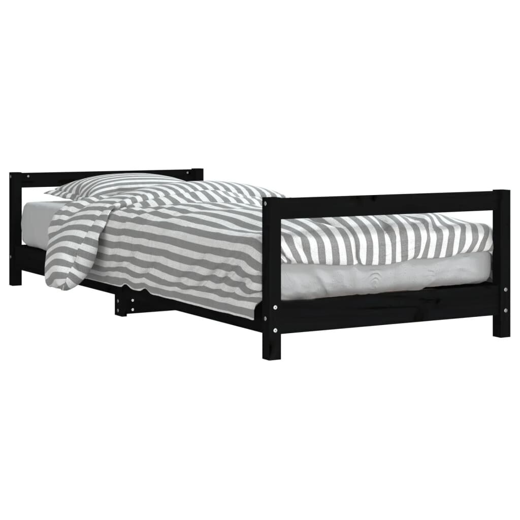 vidaXL bērnu gultas rāmis, melns, 80x200 cm, priedes masīvkoks cena un informācija | Bērnu gultas | 220.lv