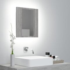 vidaXL vannasistabas spoguļskapītis ar LED, pelēks, 40x12x45cm, koks цена и информация | Шкафчики для ванной | 220.lv