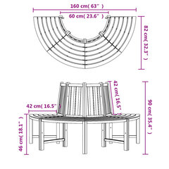 vidaXL koka soli, 2 gab., Ø160 cm, pusapaļi, masīvs tīkkoks цена и информация | Садовые стулья, кресла, пуфы | 220.lv