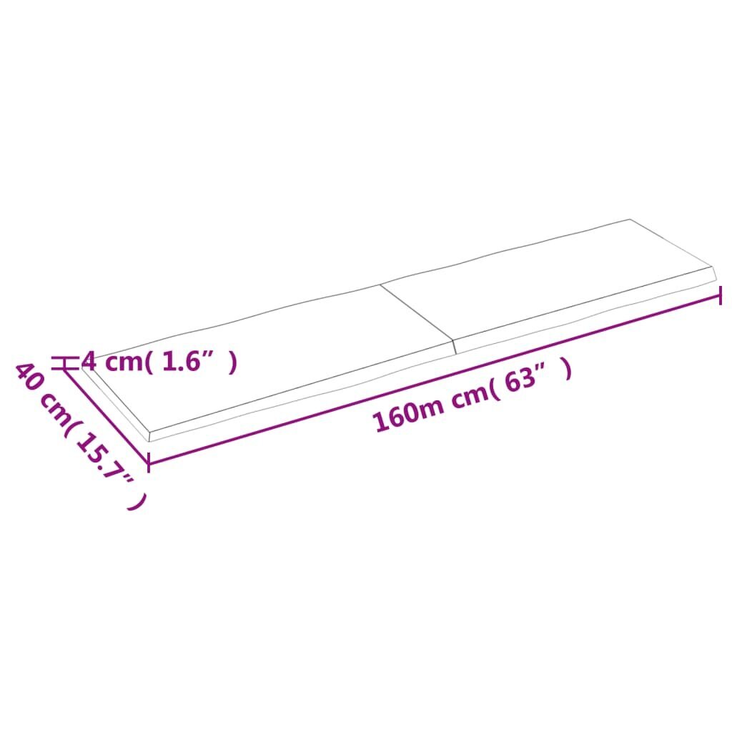 vidaXL galda virsma, gaiši brūna, 160x40x4 cm, ozola masīvkoks cena un informācija | Virsmas galdiem | 220.lv