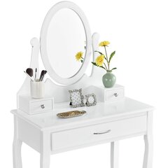 Kosmētikas galdiņš ar spoguli Lena, balts cena un informācija | Kosmētikas galdiņi | 220.lv