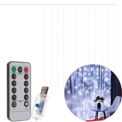 Световые шторы 300 LED USB-холодный белый цена и информация | Гирлянды | 220.lv