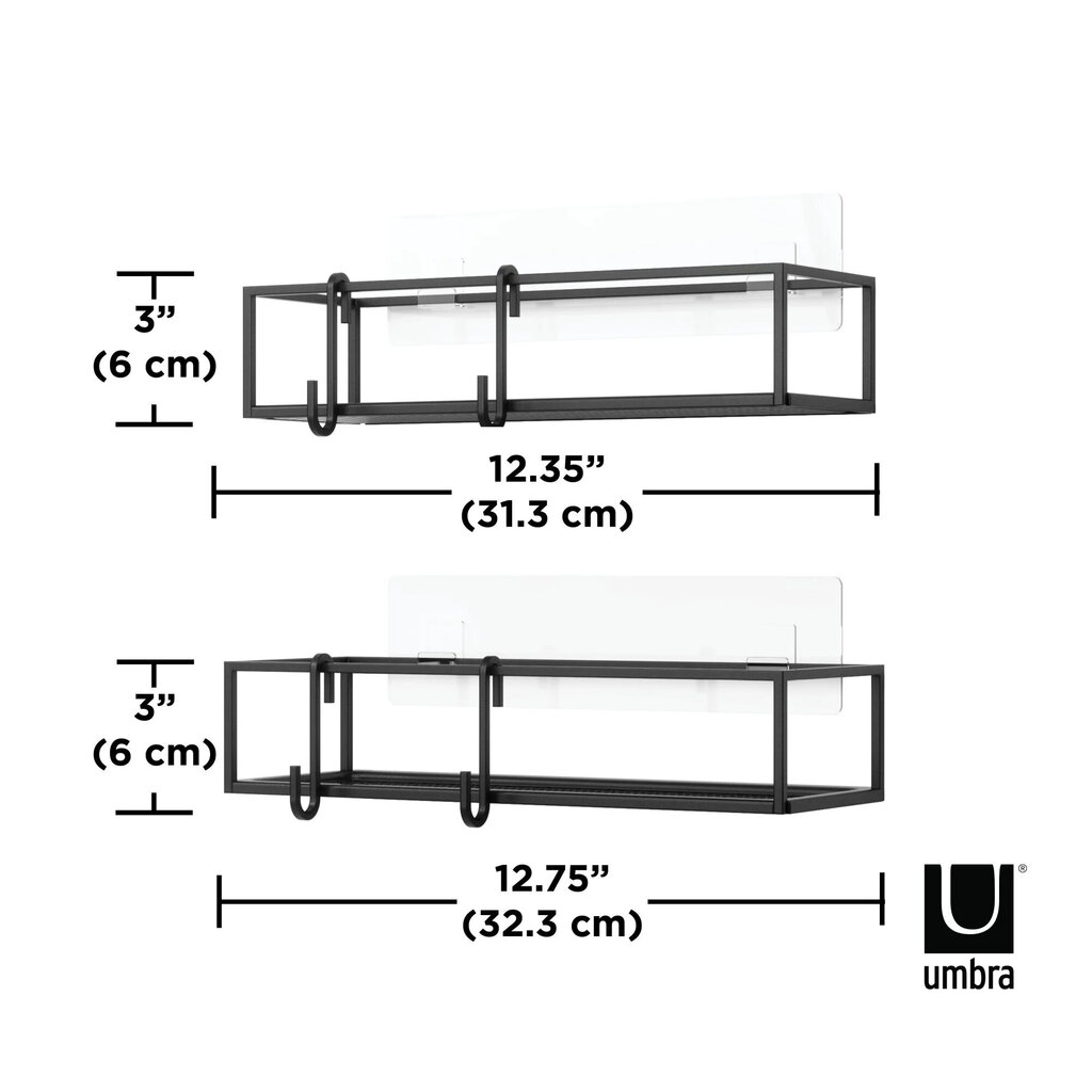 2-u gab. plauktu komplekts Umbra Cubiko, melns цена и информация | Plaukti | 220.lv