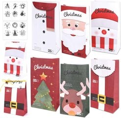 Ziemassvētku papīra dāvanu maisiņi Howaf, 12gab, sarkans/balts/zaļš cena un informācija | Dāvanu saiņošanas materiāli | 220.lv