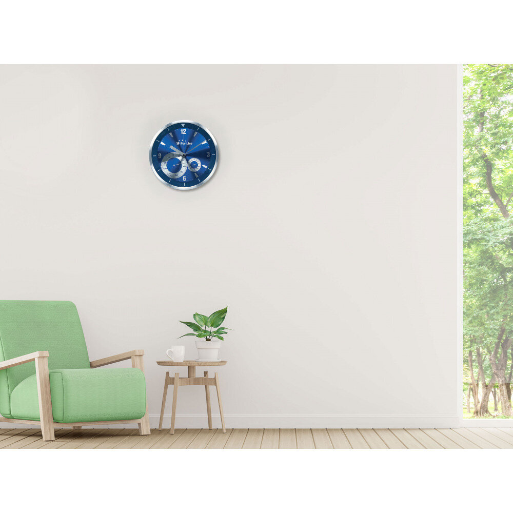 Sienas pulkstenis, meteoroloģiskā stacija, Pur Line, zils fons, 30Ø cm cena un informācija | Pulksteņi | 220.lv