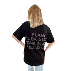 Женская футболка с надписью Plan tuda suda tam syam millioner, черная цена и информация | Футболка женская | 220.lv