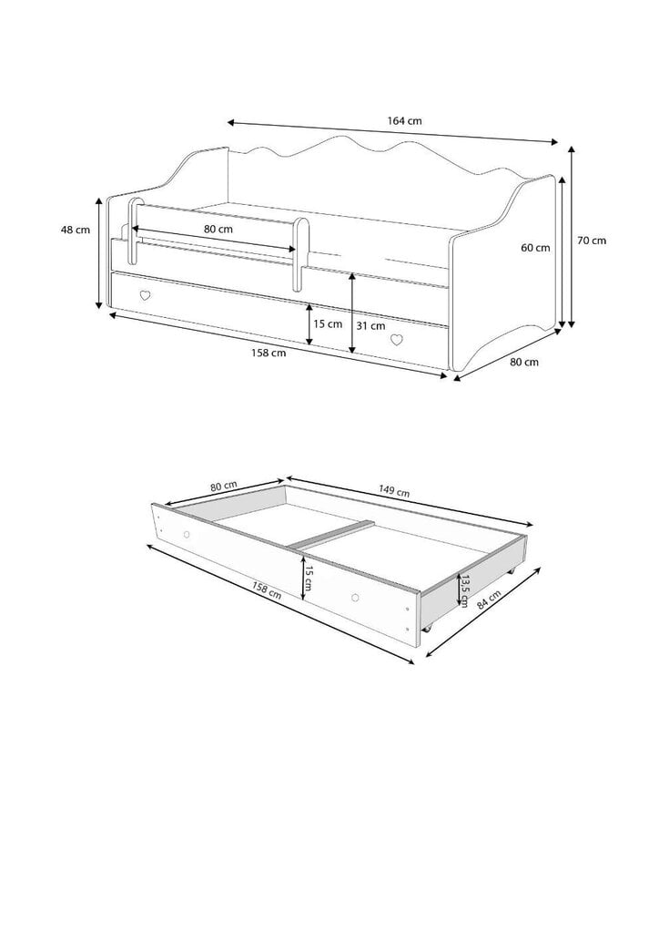 Bērnu gulta Adrk Furniture Emka, 80x160 cm, dažādas krāsas цена и информация | Bērnu gultas | 220.lv