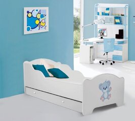 Bērnu gulta Adrk Furniture Amadis Blue Bear, 70x140 cm, balta cena un informācija | Bērnu gultas | 220.lv