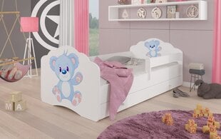 Bērnu gulta Adrk Furniture Casimo Bear, 70x140 cm, balta/zila cena un informācija | Bērnu gultas | 220.lv