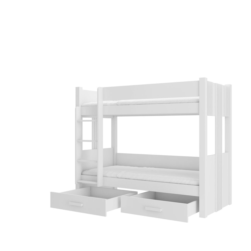 Divstāvu gulta ADRK Furniture Arta ar matraci, 80x180 cm, balta cena un informācija | Bērnu gultas | 220.lv