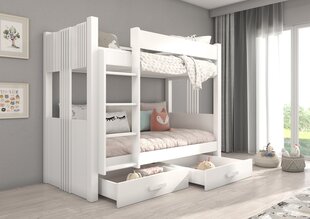 Divstāvu gulta ADRK Furniture Arta ar matraci, 90x200 cm, balta цена и информация | Детские кровати | 220.lv