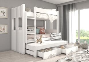 Divstāvu gulta ADRK Furniture Artema ar matraci, 80x180 cm, balta цена и информация | Детские кровати | 220.lv