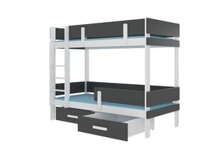 Кровать двухъярусная Adrk Furniture Etiona с матрасом, 80х180 см, белый/черный цвет цена и информация | Детские кровати | 220.lv