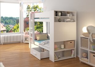 Divstāvu gulta ADRK Furniture Garet, 90x200 cm, balta/melna cena un informācija | Bērnu gultas | 220.lv