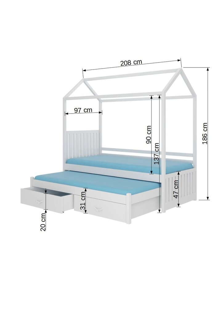 Gulta Adrk Furniture Jonasek, 90x200 cm, pelēka cena un informācija | Bērnu gultas | 220.lv