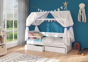 Gulta Adrk Furniture Otello ar sānu aizsardzību, 90x200 cm, balta цена и информация | Детские кровати | 220.lv