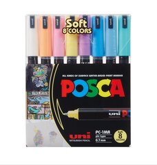 Маркеры Uni Ball Posca PC-1MR Soft Color, 8 шт. цена и информация | Принадлежности для рисования, лепки | 220.lv