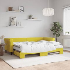 vidaXL izvelkams dīvāns ar matraci, dzeltens, 80x200 cm, samts цена и информация | Кровати | 220.lv