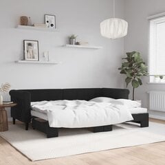 vidaXL izvelkams dīvāns, melns, 80x200 cm, samts цена и информация | Кровати | 220.lv