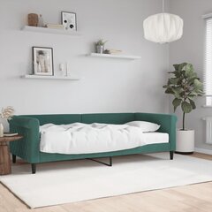 vidaXL dīvāngulta ar matraci, tumši zaļš samts, 90x200 cm цена и информация | Кровати | 220.lv