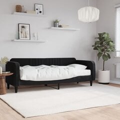 vidaXL izvelkams dīvāns ar matraci, melns, 80x200 cm, samts cena un informācija | Gultas | 220.lv