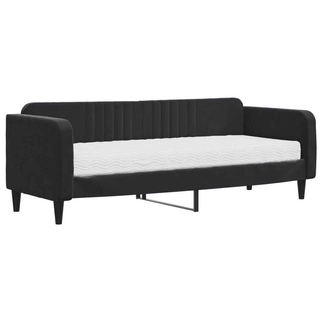 vidaXL izvelkams dīvāns ar matraci, melns, 80x200 cm, samts цена и информация | Gultas | 220.lv