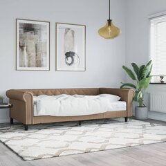 vidaXL dienas gulta ar matraci, kapučīno, 90x200 cm, mākslīgā āda cena un informācija | Gultas | 220.lv