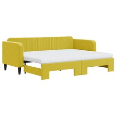 vidaXL izvelkams dīvāns ar matraci, dzeltens, 80x200 cm, samts cena un informācija | Gultas | 220.lv