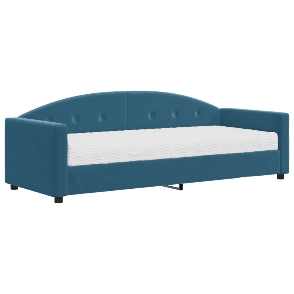 vidaXL izvelkams dīvāns ar matraci, zils, 80x200 cm, samts cena un informācija | Gultas | 220.lv