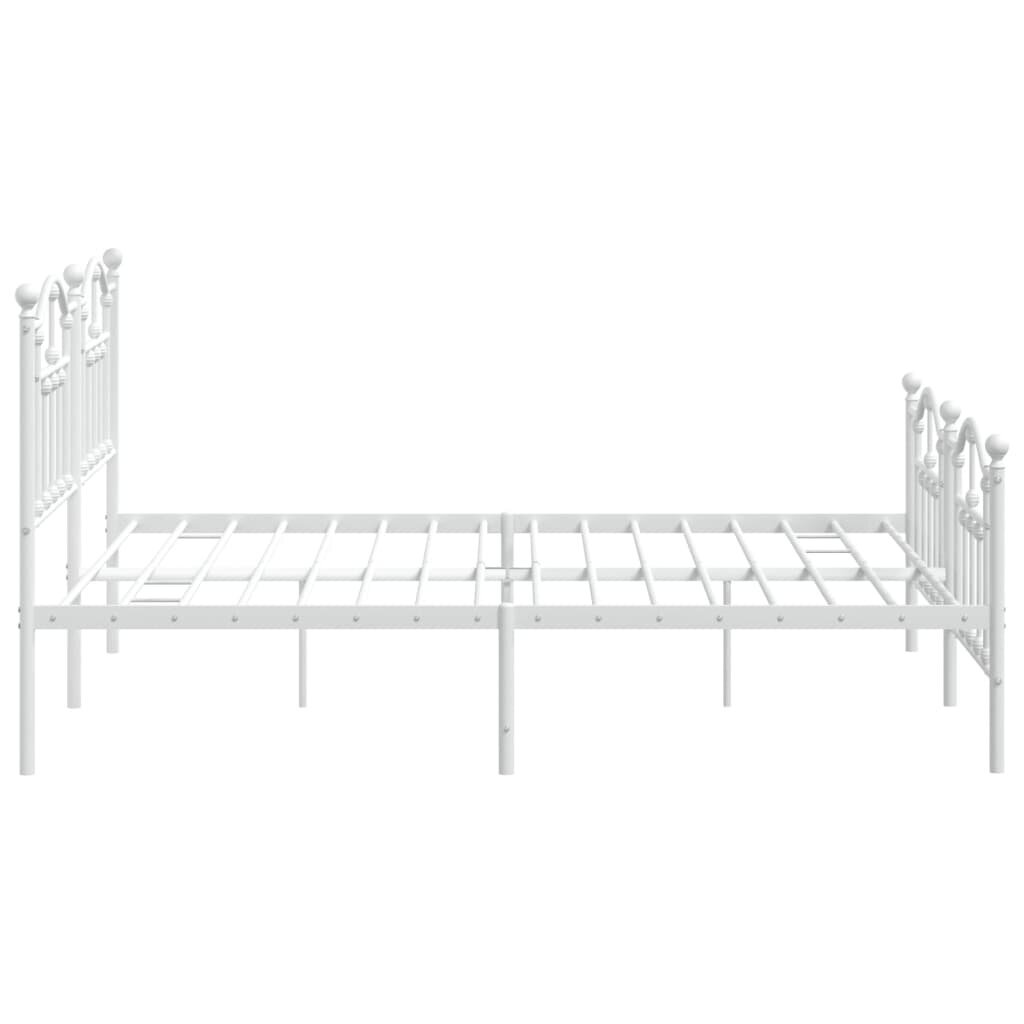 vidaXL gultas rāmis ar galvgali un kājgali, balts metāls, 180x200 cm cena un informācija | Gultas | 220.lv