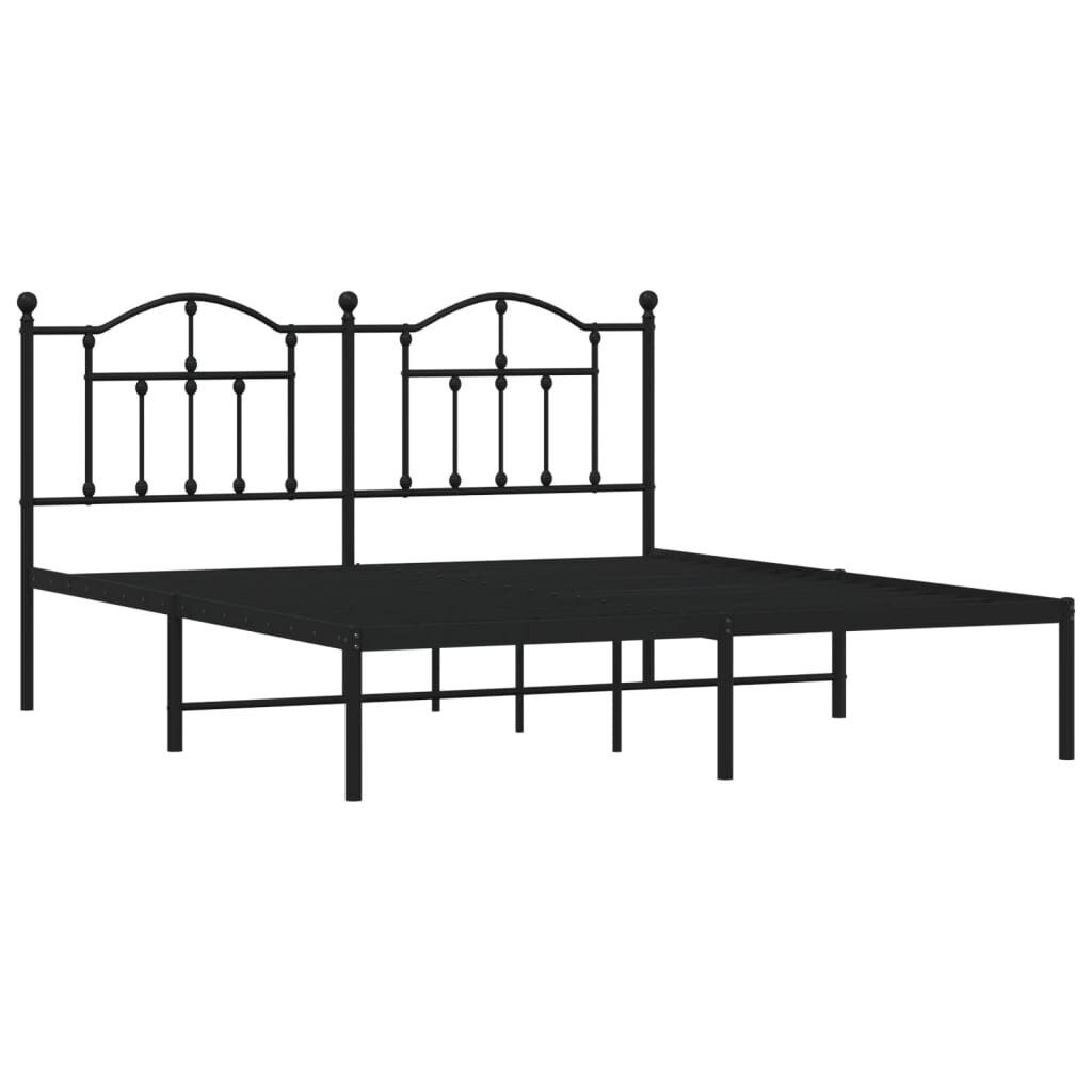 vidaXL gultas rāmis ar galvgali, melns metāls, 160x200 cm цена и информация | Gultas | 220.lv