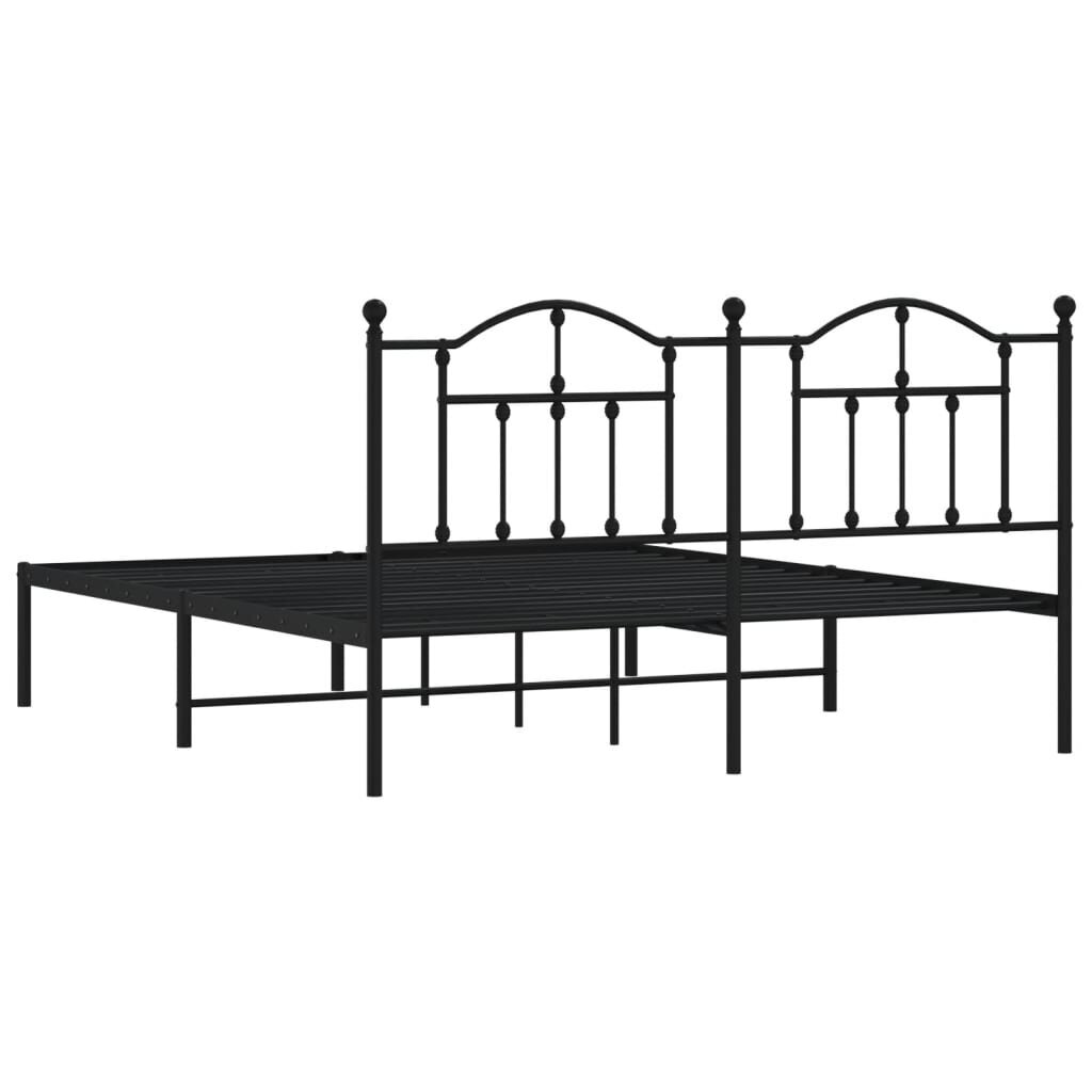 vidaXL gultas rāmis ar galvgali, melns metāls, 160x200 cm цена и информация | Gultas | 220.lv