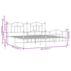 vidaXL gultas rāmis ar galvgali un kājgali, balts metāls, 200x200 cm cena un informācija | Gultas | 220.lv