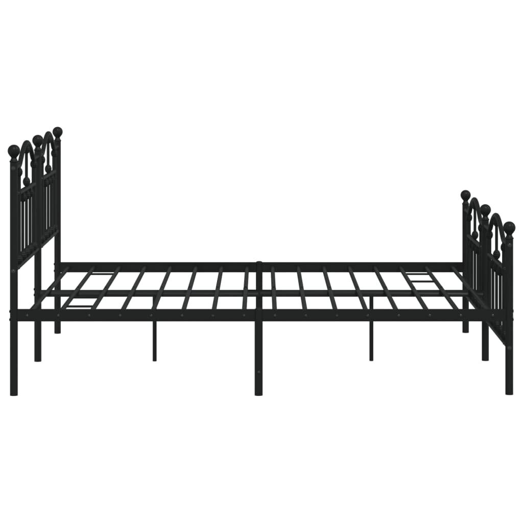vidaXL gultas rāmis ar galvgali un kājgali, melns metāls, 180x200 cm cena un informācija | Gultas | 220.lv