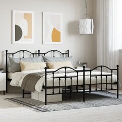 vidaXL gultas rāmis ar galvgali un kājgali, melns metāls, 180x200 cm cena un informācija | Gultas | 220.lv