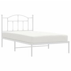 vidaXL gultas rāmis ar galvgali, balts metāls, 100x190 cm cena un informācija | Gultas | 220.lv