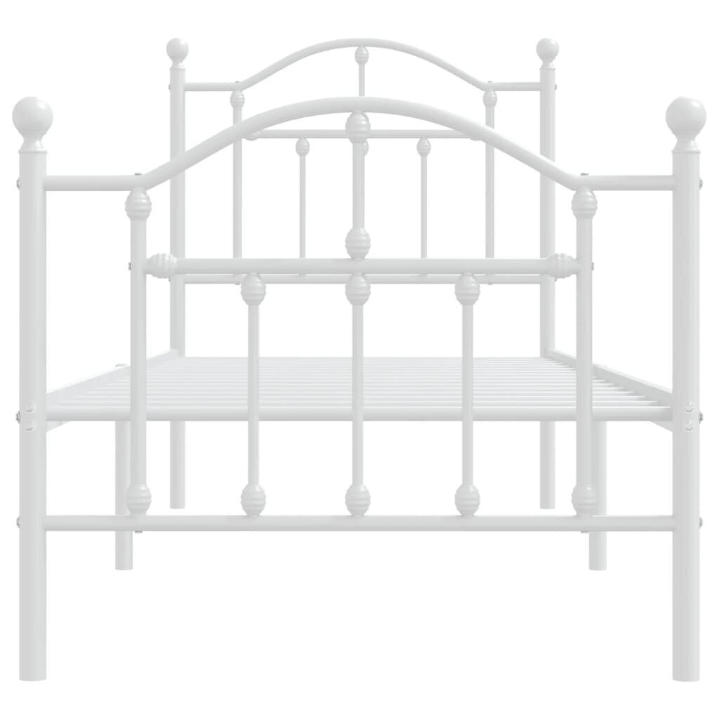 vidaXL gultas rāmis ar galvgali un kājgali, balts metāls, 75x190 cm цена и информация | Gultas | 220.lv