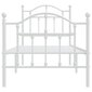 vidaXL gultas rāmis ar galvgali un kājgali, balts metāls, 75x190 cm цена и информация | Gultas | 220.lv