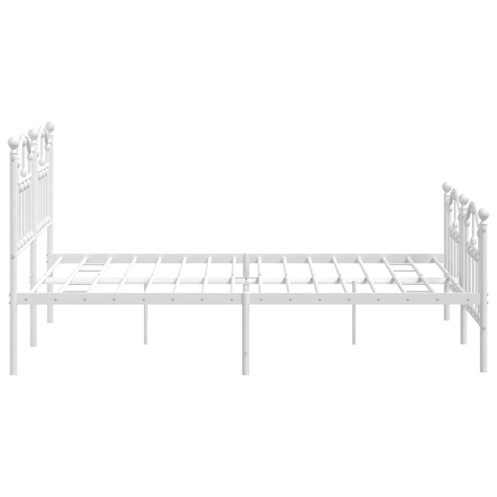 vidaXL gultas rāmis ar galvgali un kājgali, balts metāls, 140x200 cm cena un informācija | Gultas | 220.lv