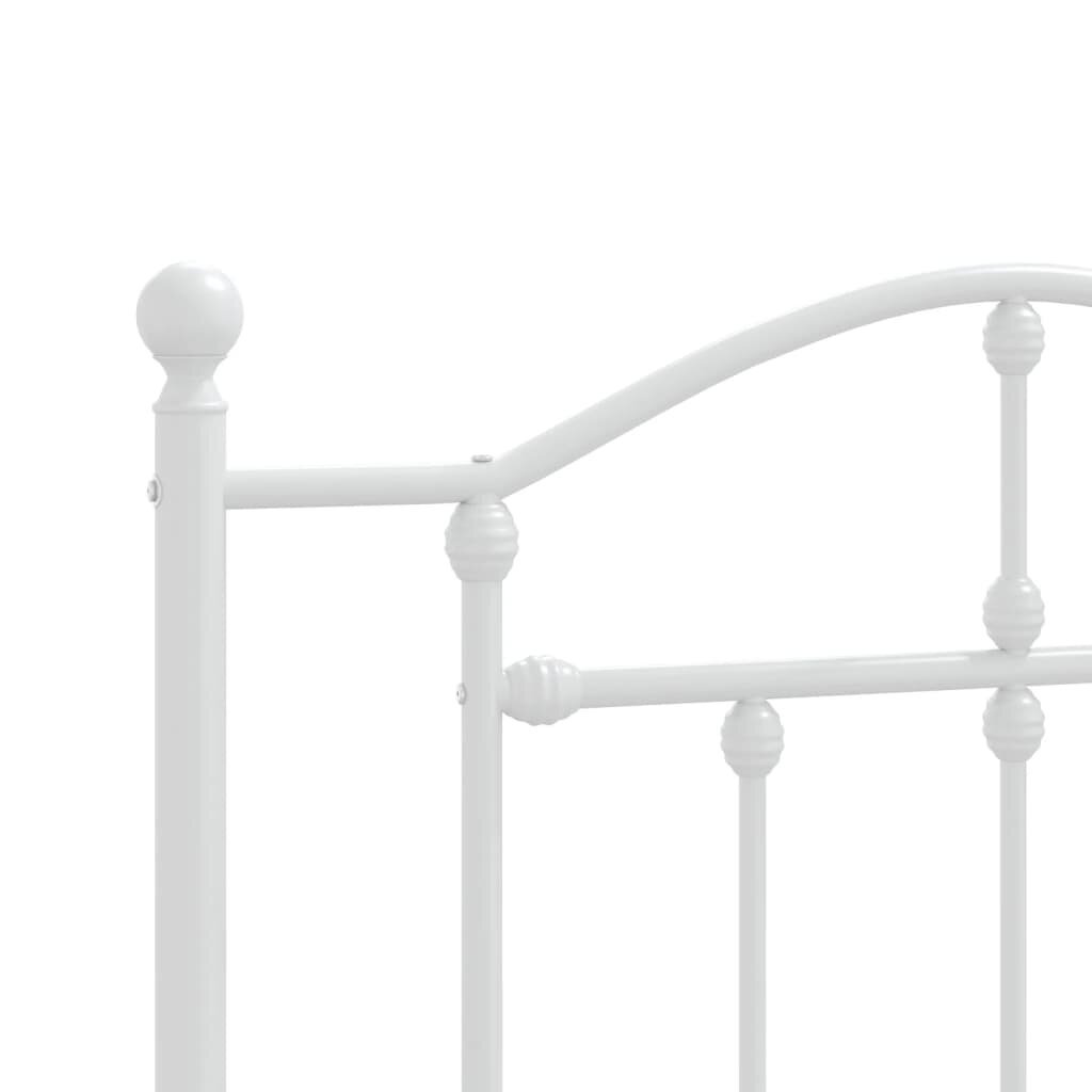 vidaXL gultas rāmis ar galvgali un kājgali, balts metāls, 90x200 cm cena un informācija | Gultas | 220.lv